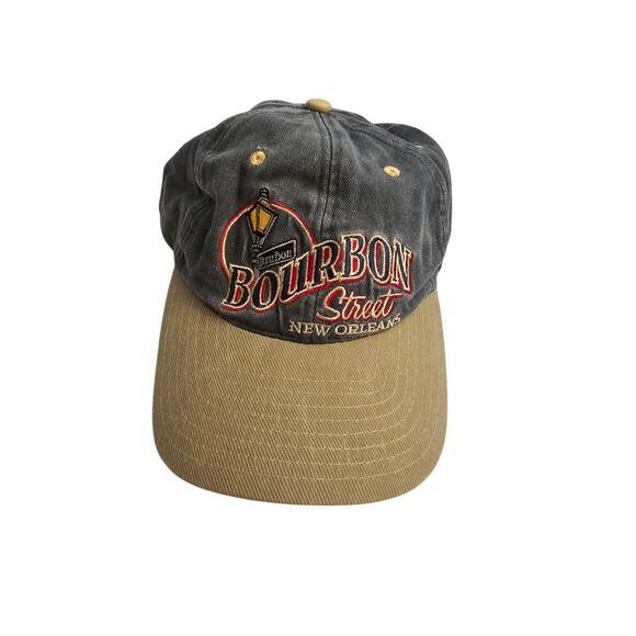 Vintage 1990s Bourbon Street New Orleans Strapback Baseball Hat Embroidered - Picture 2 of 5